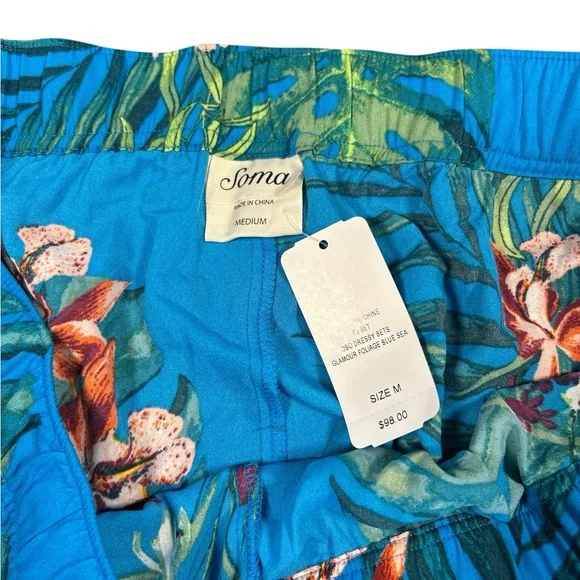 Soma 3 Piece PJ Set Size Medium Glamour Foliage Blue Sea NWT - Picture 7 of 11